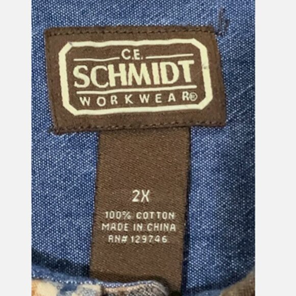 C.E. Schmidt Workwear Men's 2X Heavy Flannel Brown Plaid Work Shirt Cotton - Picture 3 of 12